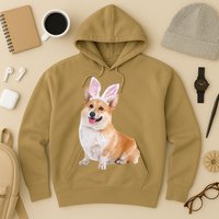Pembroke Welsh Corgi Wearing Easter Bunny Ears Dog Hoodie