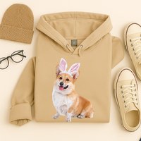Pembroke Welsh Corgi Wearing Easter Bunny Ears Dog Hoodie