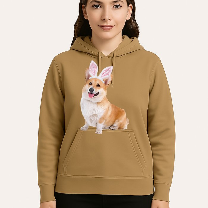 Pembroke Welsh Corgi Wearing Easter Bunny Ears Dog Hoodie