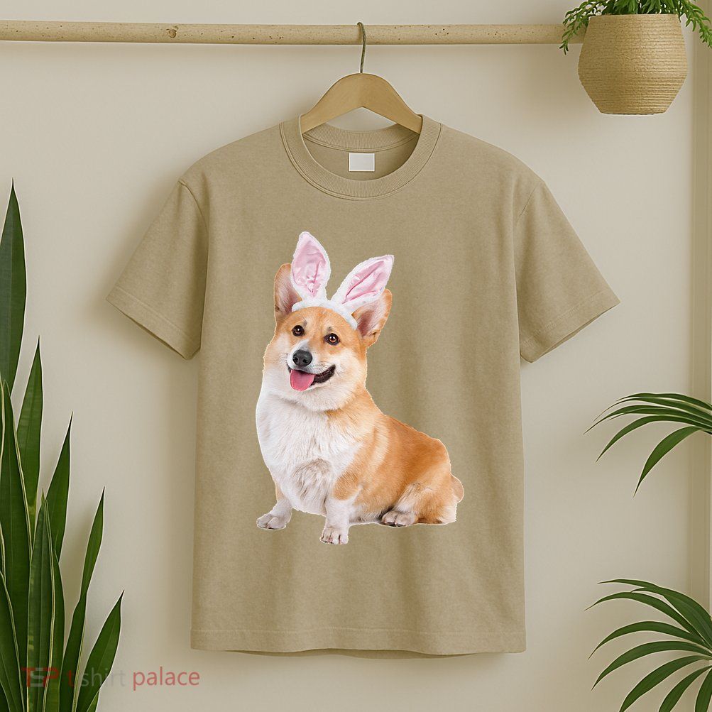 Pembroke Welsh Corgi Wearing Easter Bunny Ears Dog T-Shirt