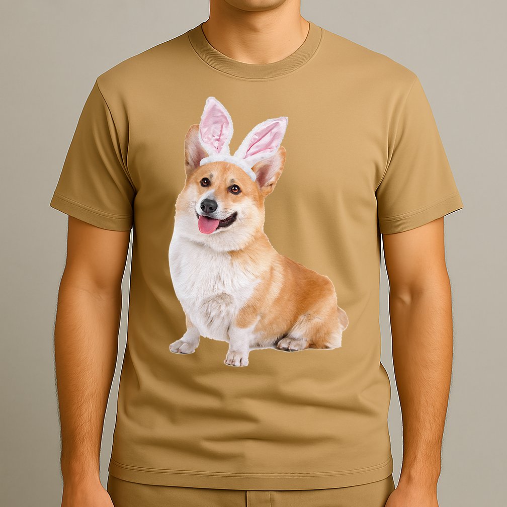 Pembroke Welsh Corgi Wearing Easter Bunny Ears Dog T-Shirt