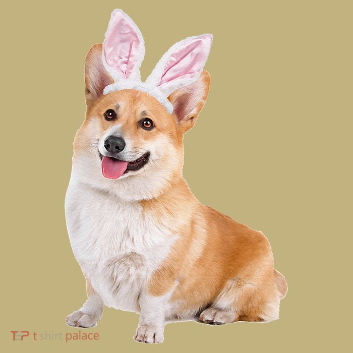 Pembroke Welsh Corgi Wearing Easter Bunny Ears Dog T-Shirt