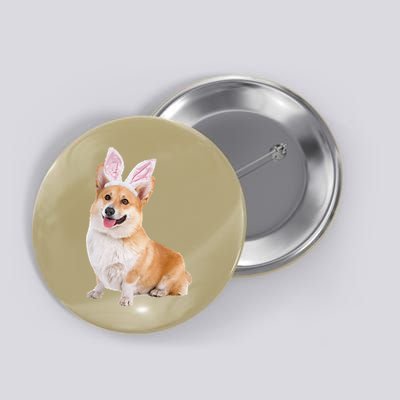 Pembroke Welsh Corgi Wearing Easter Bunny Ears Dog Button