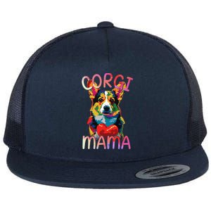 Pembroke Welsh Corgi Lover Mama Pop Art Corgi Mom Funny Gift Flat Bill Trucker Hat