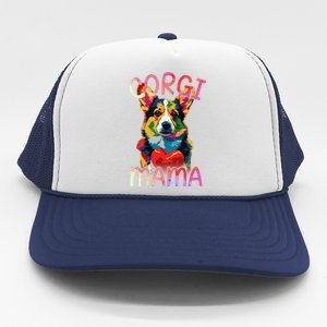 Pembroke Welsh Corgi Lover Mama Pop Art Corgi Mom Funny Gift Trucker Hat