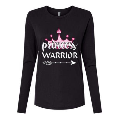 Princess Warrior Crown Pink Breast Cancer Awareness Fighting Womens Cotton Relaxed Long Sleeve T-Shirt