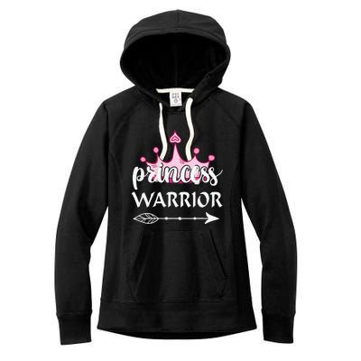 Princess Warrior Crown Pink Breast Cancer Awareness Fighting Women's Fleece Hoodie