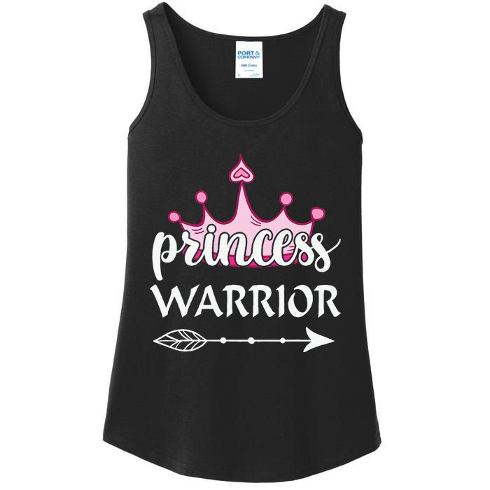 Princess Warrior Crown Pink Breast Cancer Awareness Fighting Ladies Essential Tank