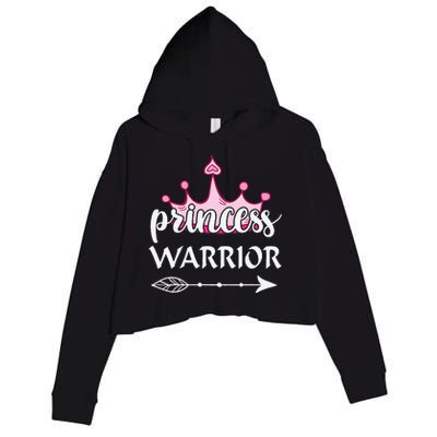 Princess Warrior Crown Pink Breast Cancer Awareness Fighting Crop Fleece Hoodie