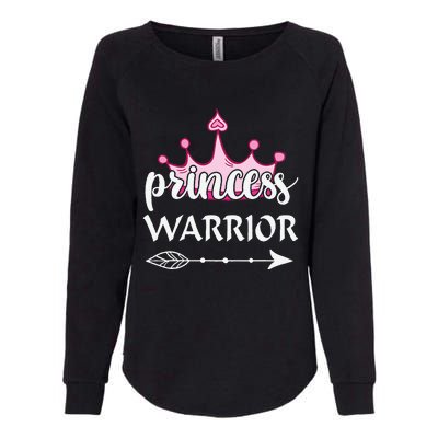 Princess Warrior Crown Pink Breast Cancer Awareness Fighting Womens California Wash Sweatshirt