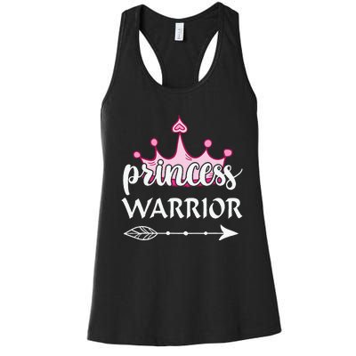 Princess Warrior Crown Pink Breast Cancer Awareness Fighting Women's Racerback Tank