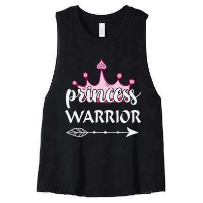 Princess Warrior Crown Pink Breast Cancer Awareness Fighting Women's Racerback Cropped Tank