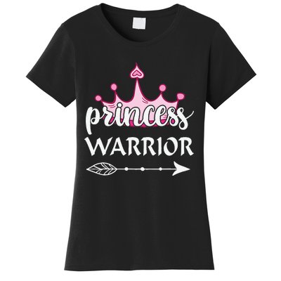 Princess Warrior Crown Pink Breast Cancer Awareness Fighting Women's T-Shirt