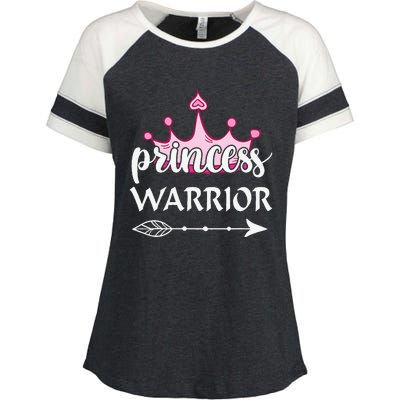 Princess Warrior Crown Pink Breast Cancer Awareness Fighting Enza Ladies Jersey Colorblock Tee