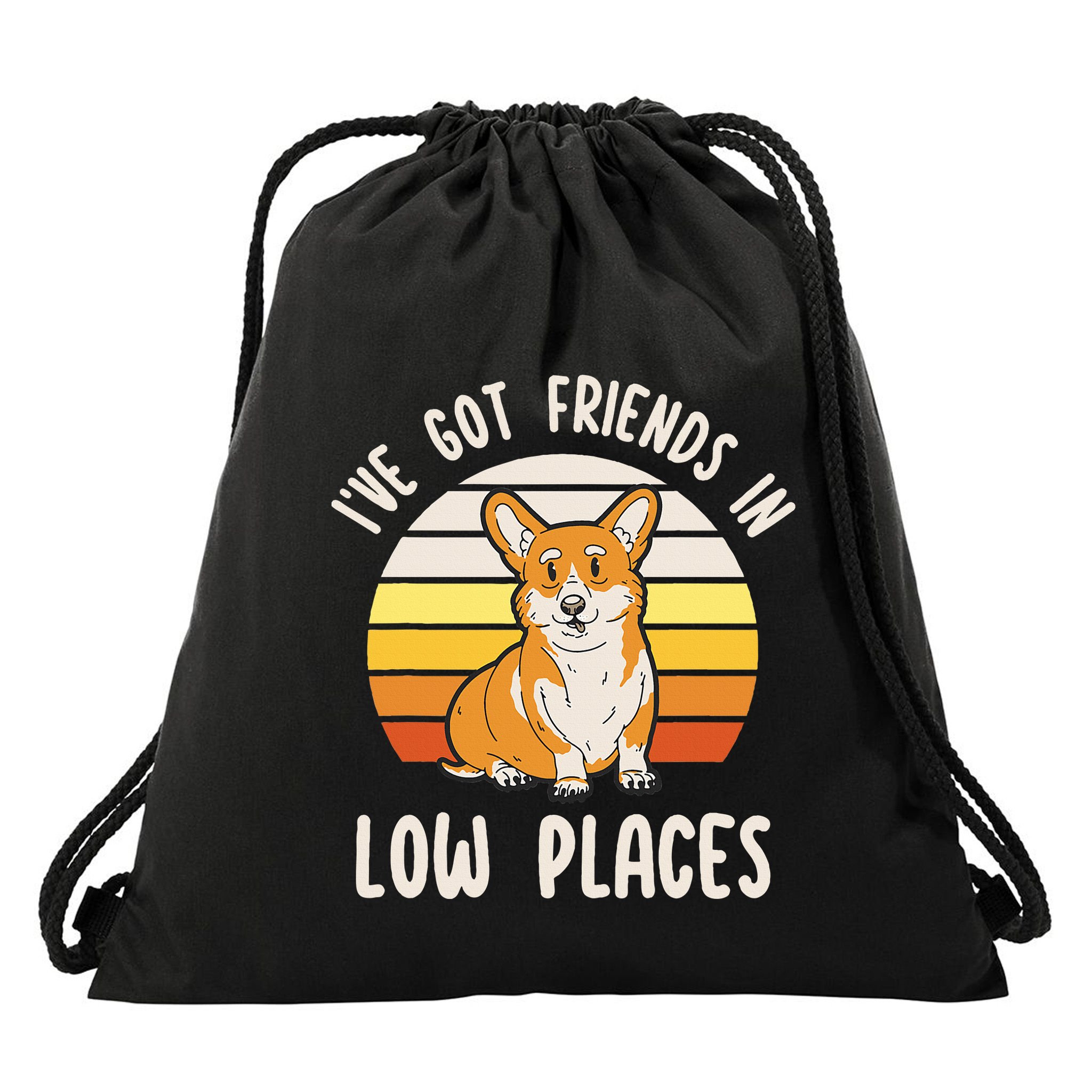 Pembroke Welsh Corgi Dog I've Got Friends In Low Places  Drawstring Bag