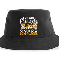 Pembroke Welsh Corgi Gift I've Got Friends In Low Places Gift Sustainable Bucket Hat