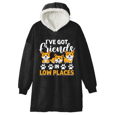 Pembroke Welsh Corgi Gift I've Got Friends In Low Places Gift Hooded Wearable Blanket