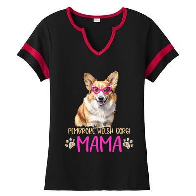 Pembroke Welsh Corgi Dog Breed Mama Cute Puppy Mother Great Gift Ladies Halftime Notch Neck Tee