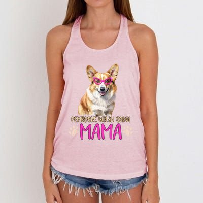 Pembroke Welsh Corgi Dog Breed Mama Cute Puppy Mother Great Gift Women's Knotted Racerback Tank