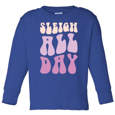 Pastel Winter Christmas Sleigh All Day Gift Toddler Long Sleeve Shirt