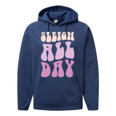 Pastel Winter Christmas Sleigh All Day Gift Performance Fleece Hoodie