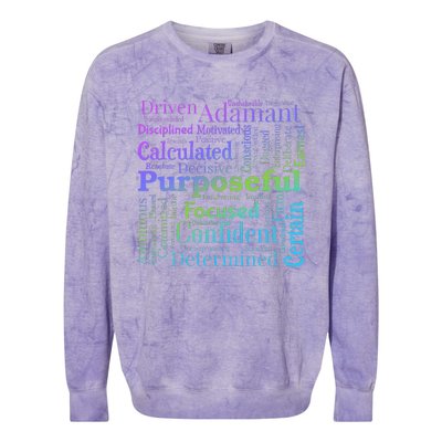 Purposeful Word Cloud Art Achiever Colorblast Crewneck Sweatshirt