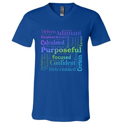 Purposeful Word Cloud Art Achiever V-Neck T-Shirt