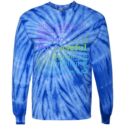 Purposeful Word Cloud Art Achiever Tie-Dye Long Sleeve Shirt