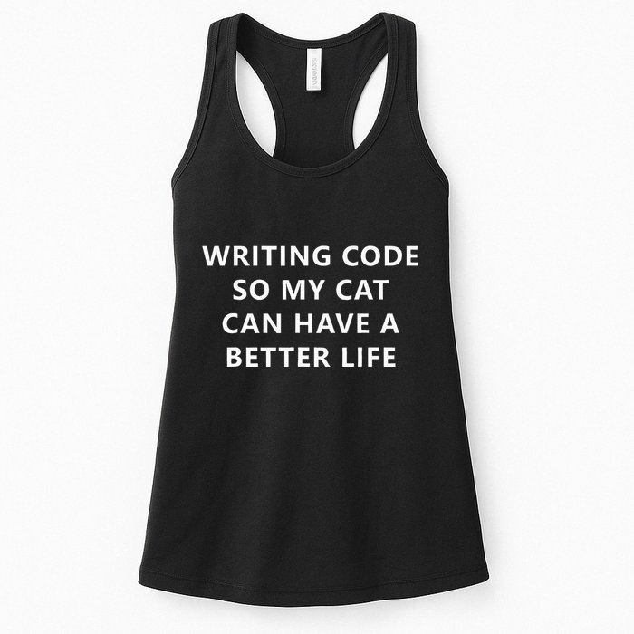 Programmer Writing Code For My Cat Funny Coding Women's Racerback Tank