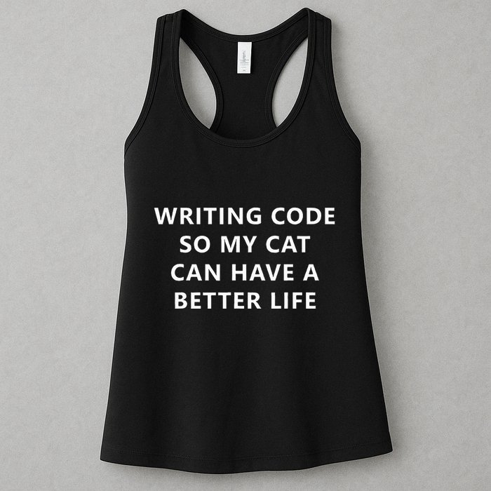 Programmer Writing Code For My Cat Funny Coding Women's Racerback Tank