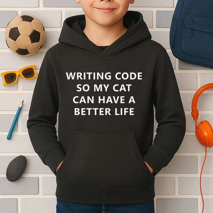 Programmer Writing Code For My Cat Funny Coding Kids Hoodie