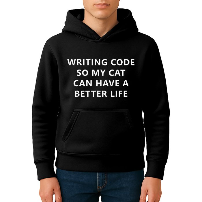 Programmer Writing Code For My Cat Funny Coding Kids Hoodie