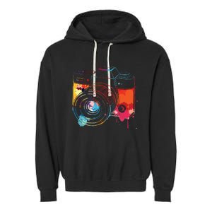 Photography Watercolor Camera Photographer Photo Tee Garment-Dyed Fleece Hoodie