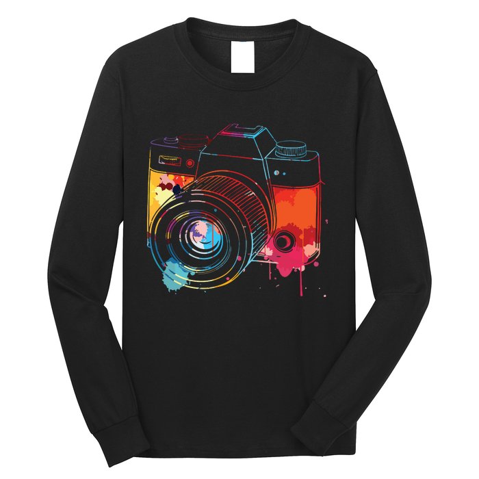 Photography Watercolor Camera Photographer Photo Tee Long Sleeve Shirt