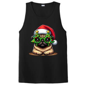 Pug Wearing Christmas Tree Glasses Gift PosiCharge Competitor Tank