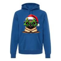 Pug Wearing Christmas Tree Glasses Gift Premium Hoodie