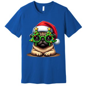 Pug Wearing Christmas Tree Glasses Gift Premium T-Shirt