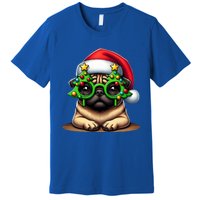 Pug Wearing Christmas Tree Glasses Gift Premium T-Shirt