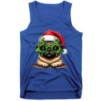 Pug Wearing Christmas Tree Glasses Gift Tank Top