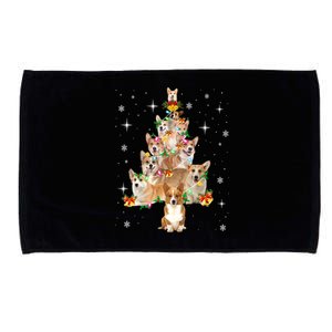 Pembroke Welsh Corgi Christmas Tree Lights Xmas Pajama Dog Funny Gift Microfiber Hand Towel