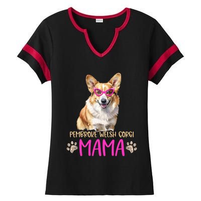 Pembroke Welsh Corgi Dog Breed Mama Cute Puppy Mother Cool Gift Ladies Halftime Notch Neck Tee