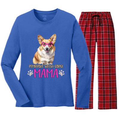 Pembroke Welsh Corgi Dog Breed Mama Cute Puppy Mother Cool Gift Women's Long Sleeve Flannel Pajama Set 