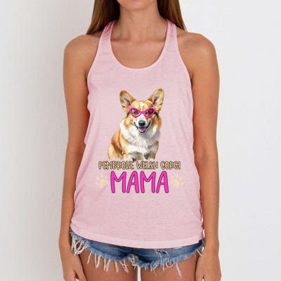 Pembroke Welsh Corgi Dog Breed Mama Cute Puppy Mother Cool Gift Women's Knotted Racerback Tank