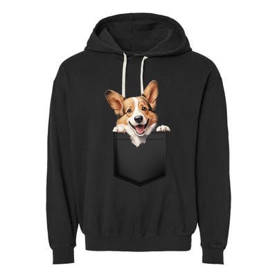Pembroke Welsh Corgi In Pocket For Dog Canine Enthusiasts Gift Garment-Dyed Fleece Hoodie