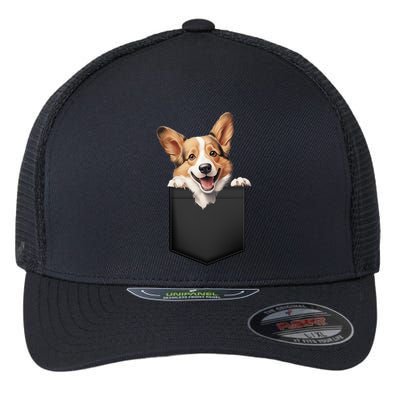 Pembroke Welsh Corgi In Pocket For Dog Canine Enthusiasts Gift Flexfit Unipanel Trucker Cap