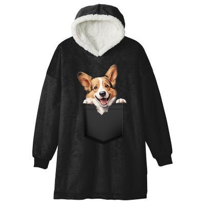 Pembroke Welsh Corgi In Pocket For Dog Canine Enthusiasts Gift Hooded Wearable Blanket