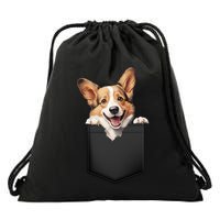 Pembroke Welsh Corgi In Pocket For Dog Canine Enthusiasts Gift Drawstring Bag