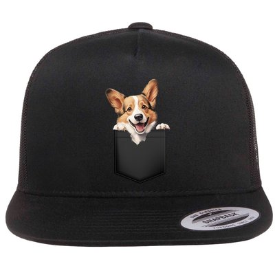 Pembroke Welsh Corgi In Pocket For Dog Canine Enthusiasts Gift Flatbill Hat