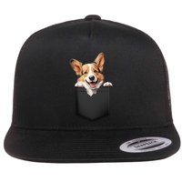 Pembroke Welsh Corgi In Pocket For Dog Canine Enthusiasts Gift Flatbill Hat