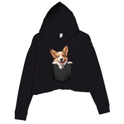 Pembroke Welsh Corgi In Pocket For Dog Canine Enthusiasts Gift Crop Fleece Hoodie